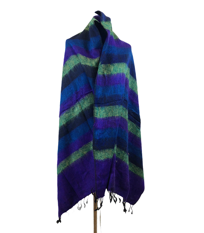 Yak Wool|Shawl/Throw/Wrap Handloomed|Reversal|Flora|Base Colors Purple 